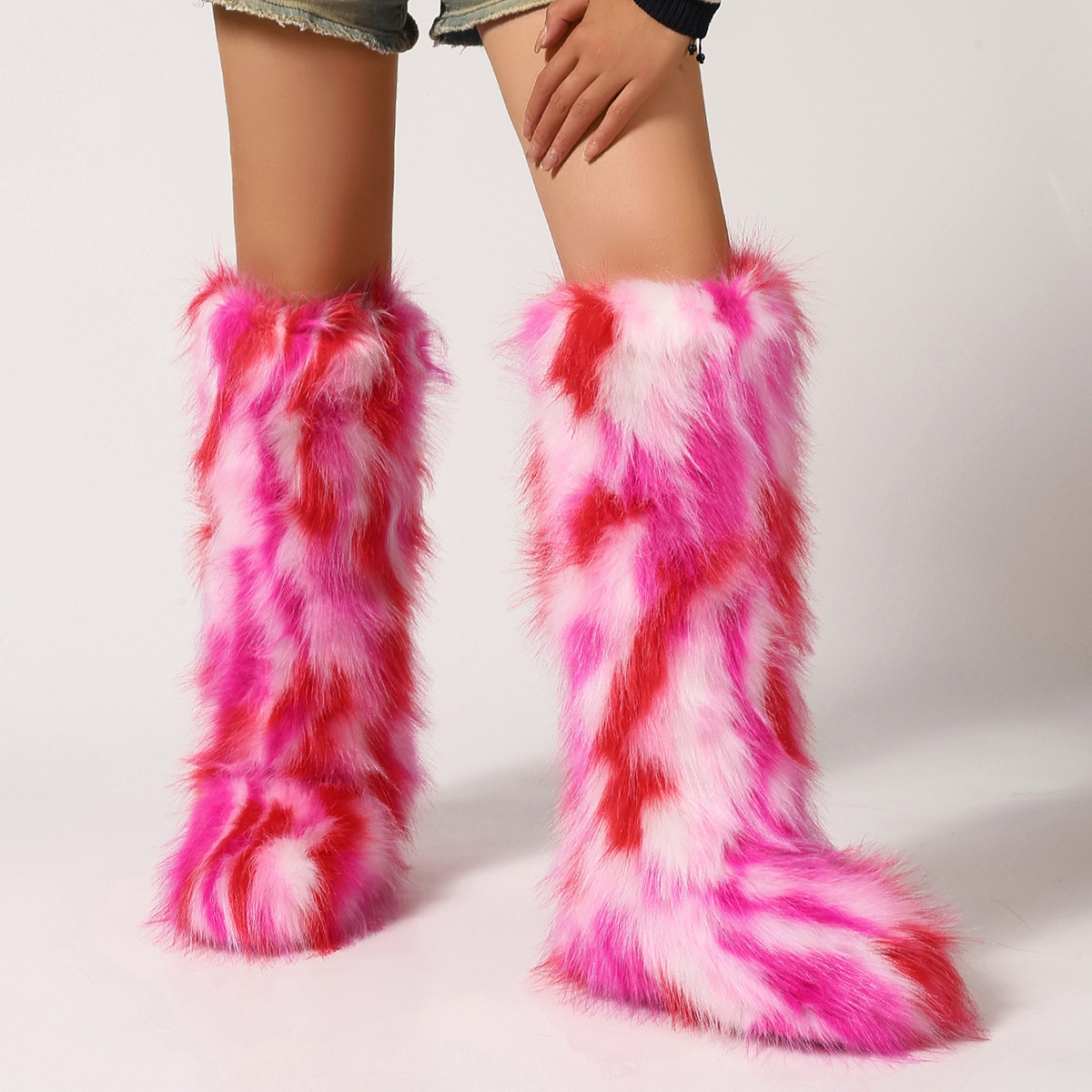 Flat Heel High-top Warm Winter Long Tube Fur Boots foto 4