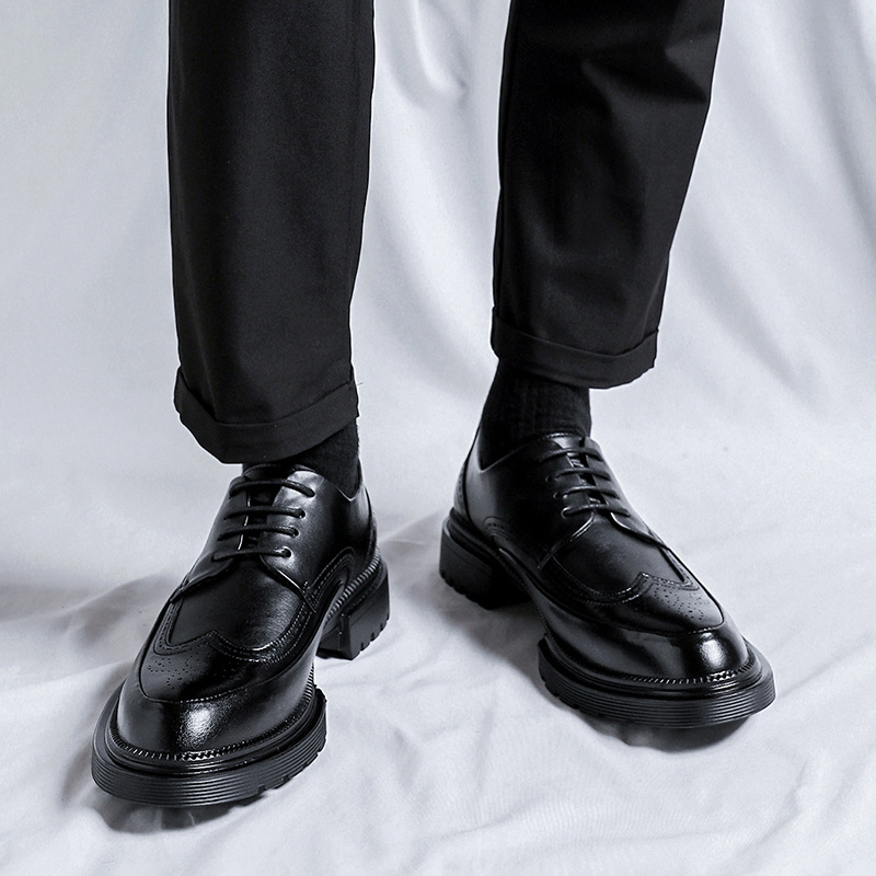 Casual Brogue Platform Leather Shoes For Men foto 5