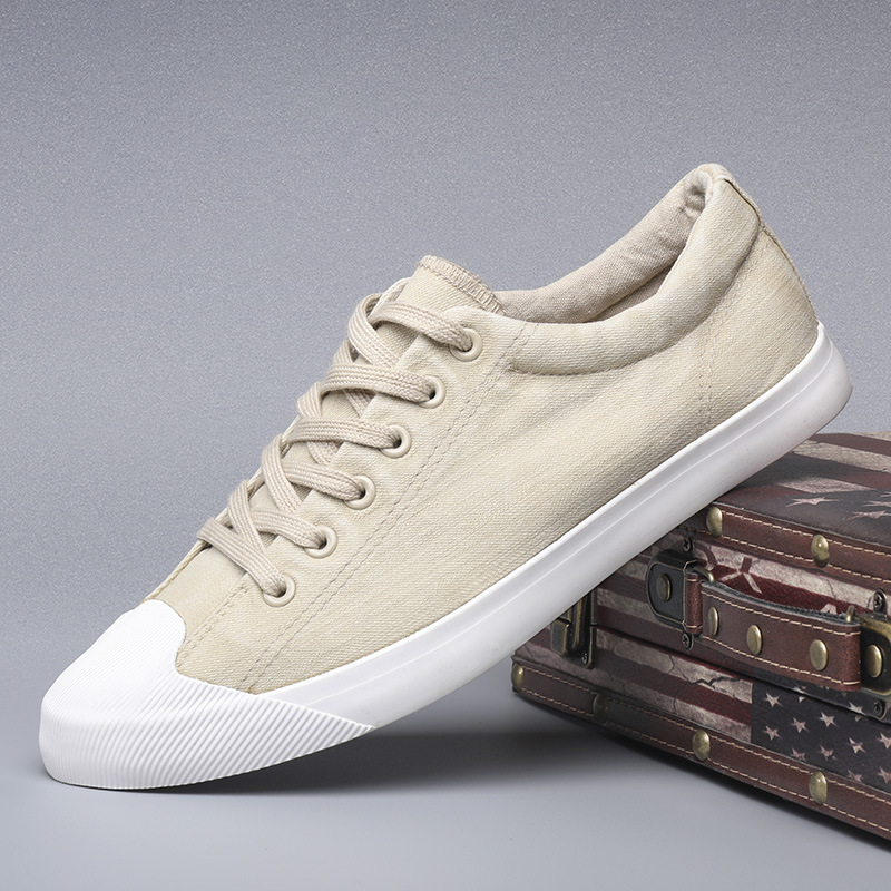 Low-top Lace-up Flat Four Seasons Solid Color Men's Canvas Shoes foto 4