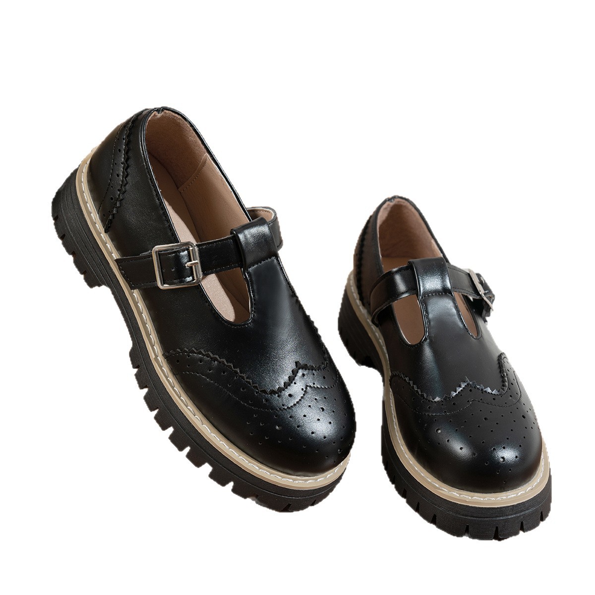 Retro British-style Hollow-out Buckle Pumps foto 2