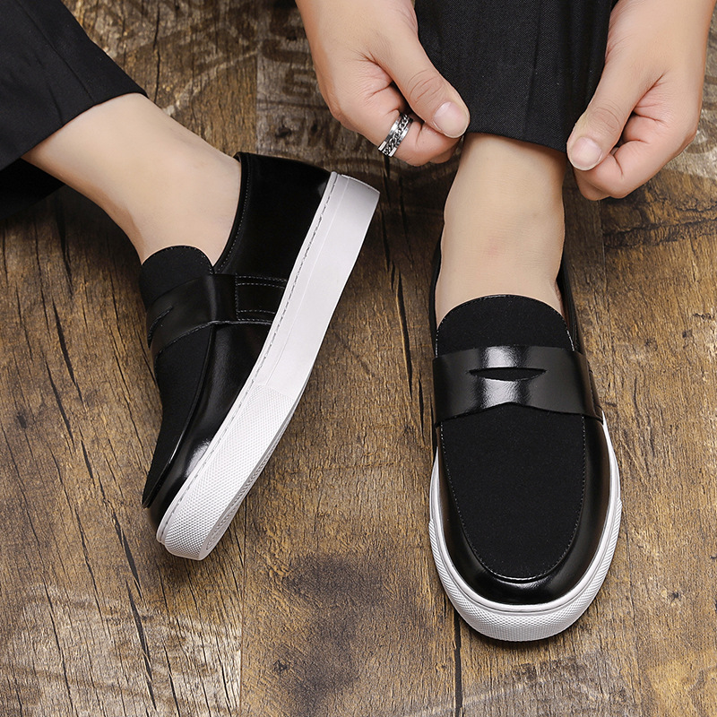 Korean Style Trendy Thick-soled Men's British Style Casual Leather Shoes foto 5