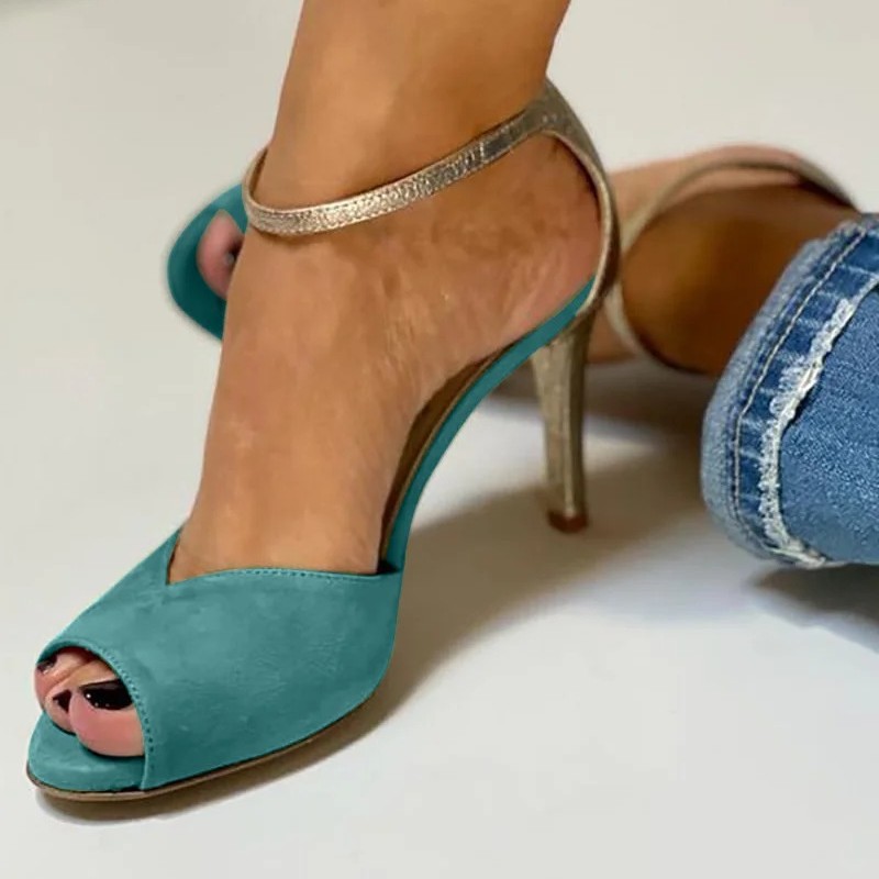 Color Matching Fashion Ankle-strap Buckle Sexy High Heel Women's Shoes foto 5