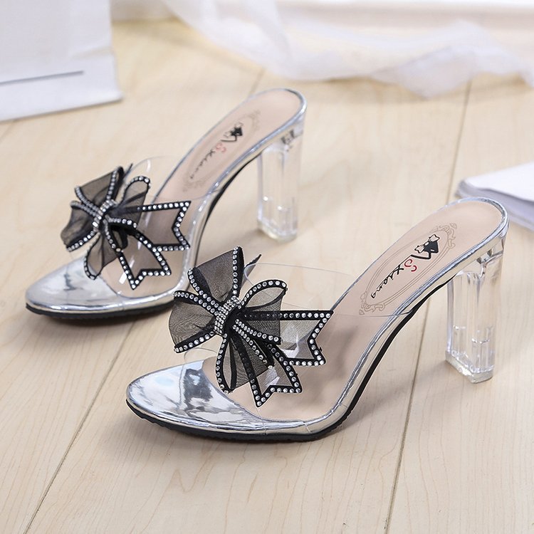 Women's Outdoor Chunky Heel Summer High Heel Transparent Slippers foto 2