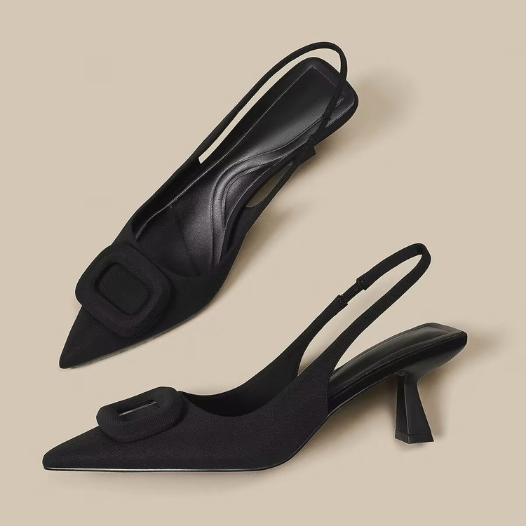 Pointed Toe Classy High Heels High-grade French Square Buckle foto 2