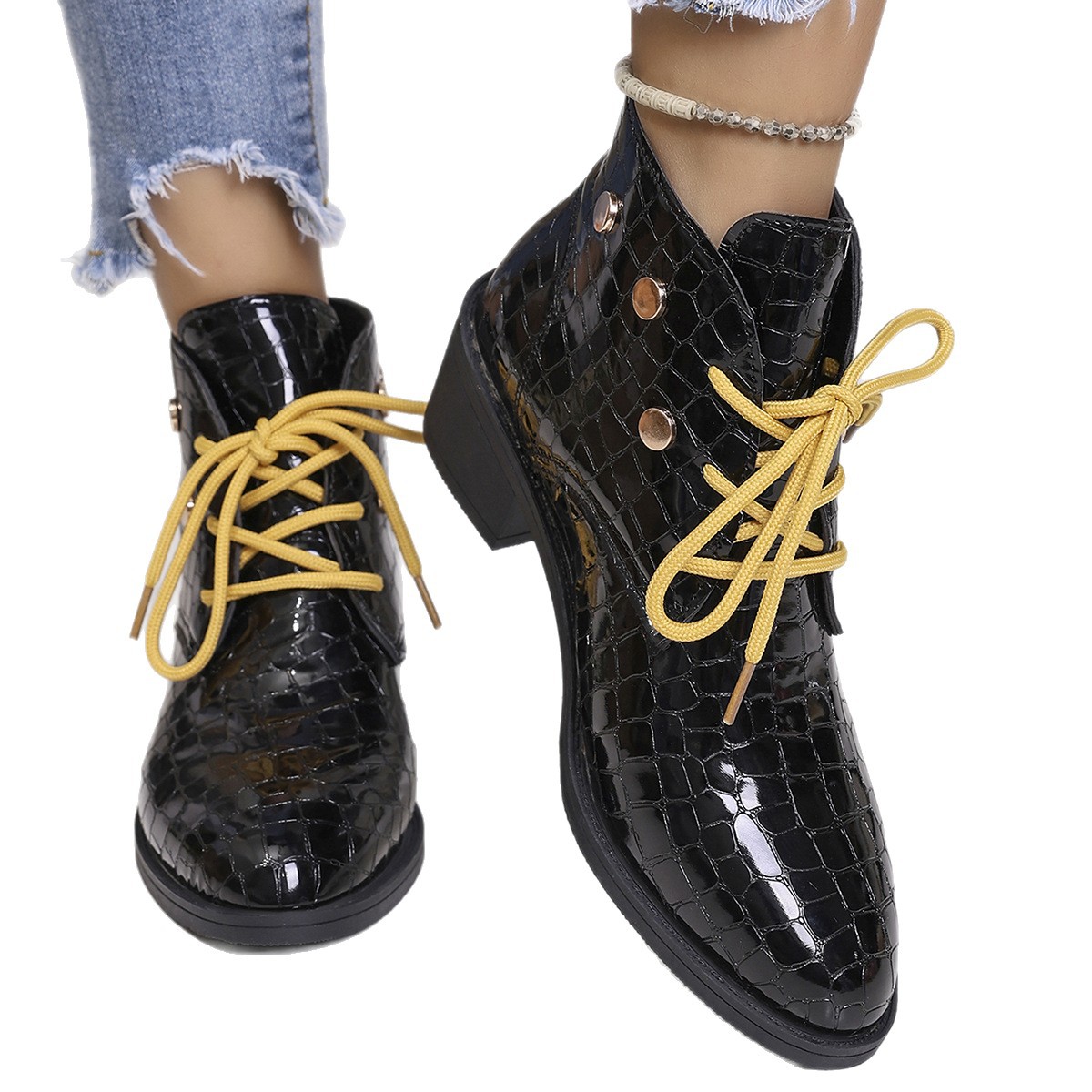 Cross-border Large-size Chunky-heeled Thick-soled Ankle Boots foto 3