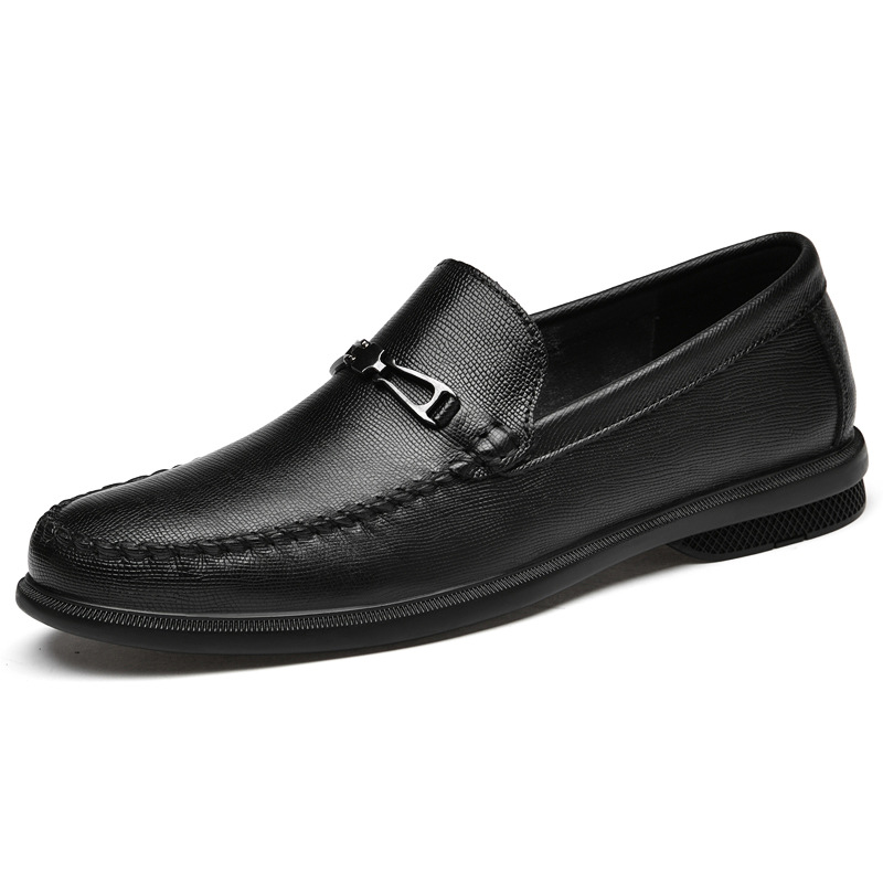 Loafers Men's First Layer Cowhide Embossed Business Leisure Slip On foto 5