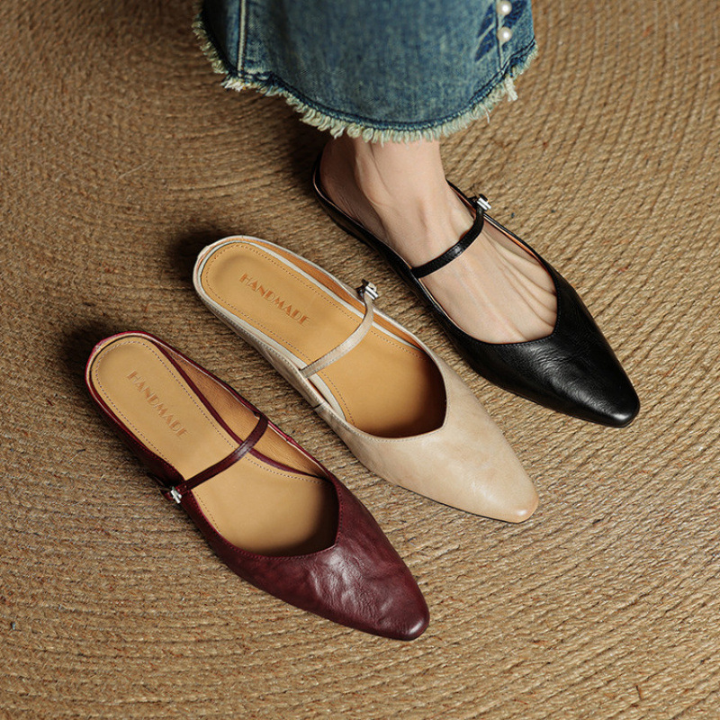 Summer New Women's Closed Toe Cowhide Slippers foto 5
