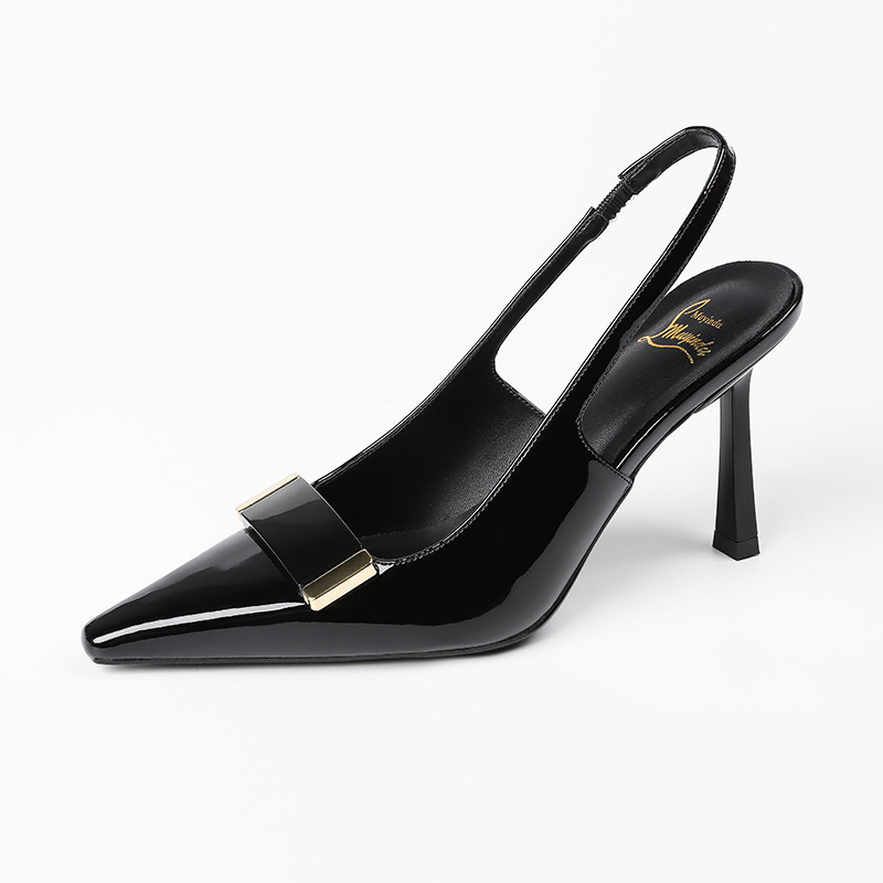 Square Toe Women's Toe Cap Sandals Low-cut High Heels foto 4