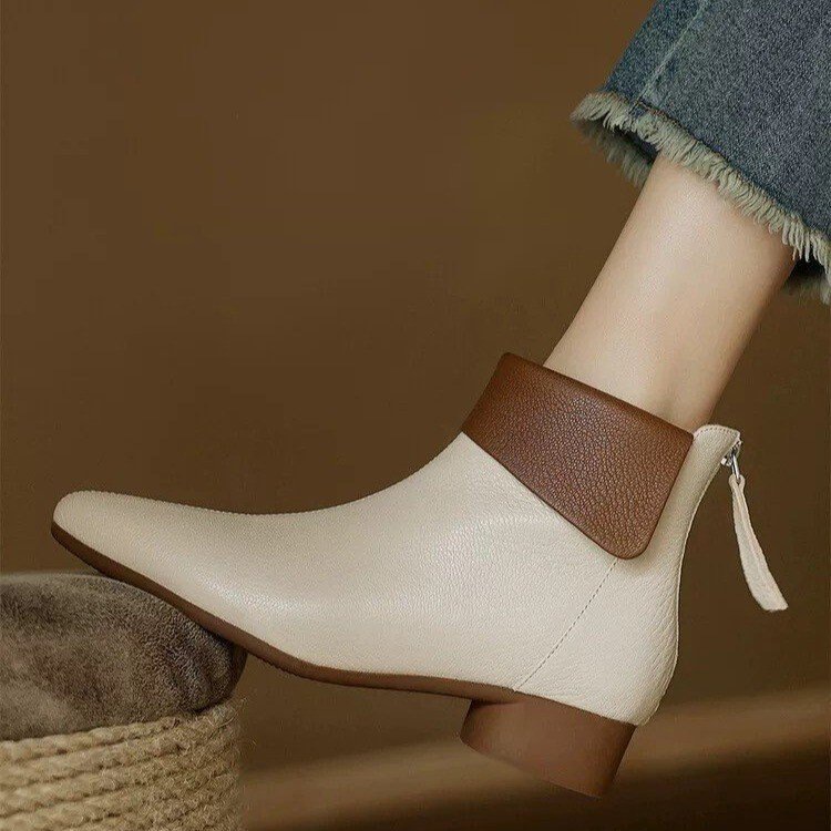 Women's Versatile Single-layer Cotton-lined French-style Martin Boots foto 5