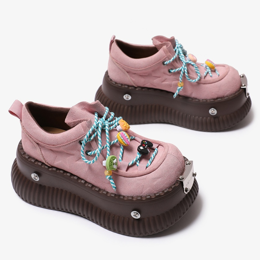 Dopamine Summer Platform Leather Shoes Lace-up Shoes foto 3