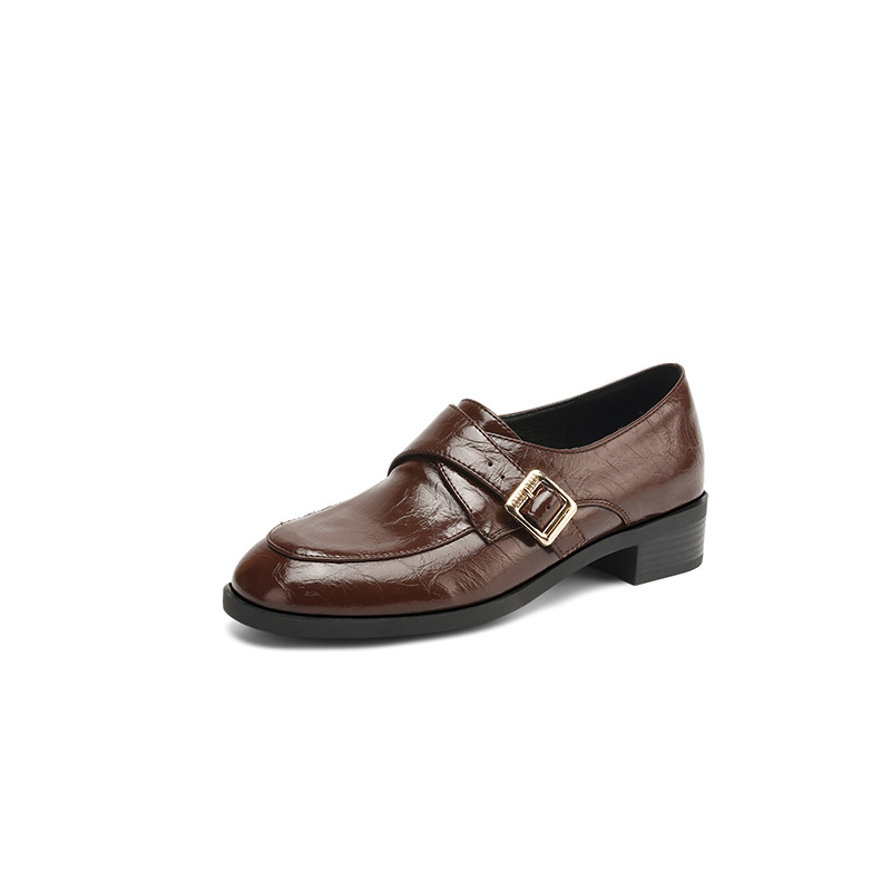 Low Heel Plus Size Buckle Litchi Pattern Shoes foto 3