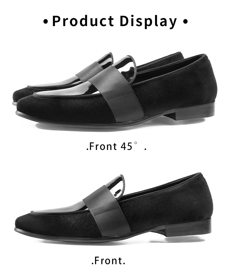 Velvet Patent Leather Korean Loafers Business Casual Leather Round Shoes foto 4