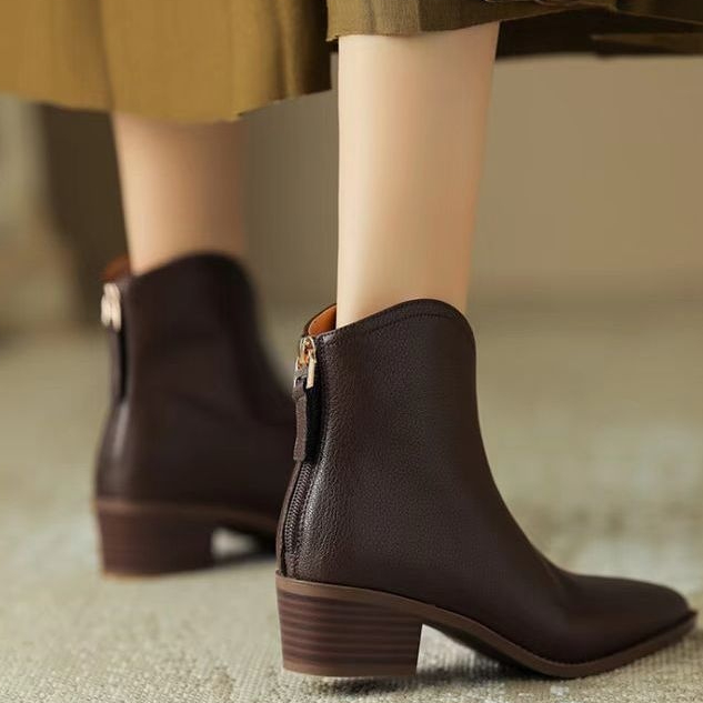 Brown French Short Boots For Women Spring And Summer foto 5