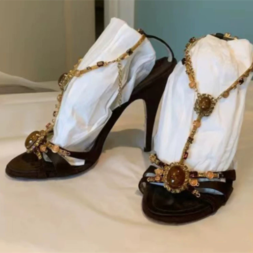 Beautiful Jewelry Rhinestone Open-toe Cross-strap Round-toe High-heeled Sandals foto 4