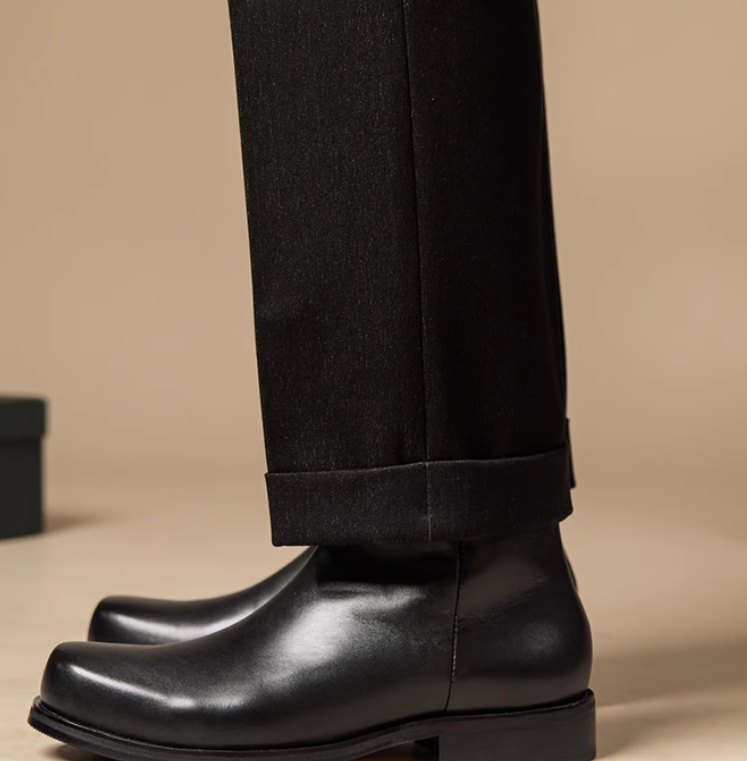 Men's Leather Shoes High-top Casual