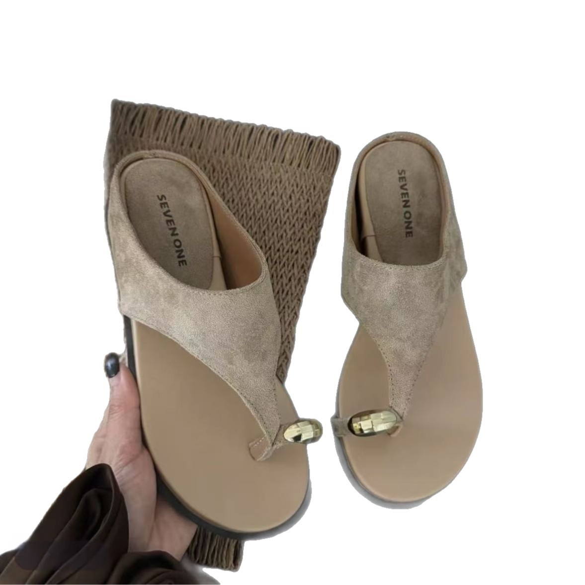 Fashionable And Minimalist Suede Flip-flops foto 4