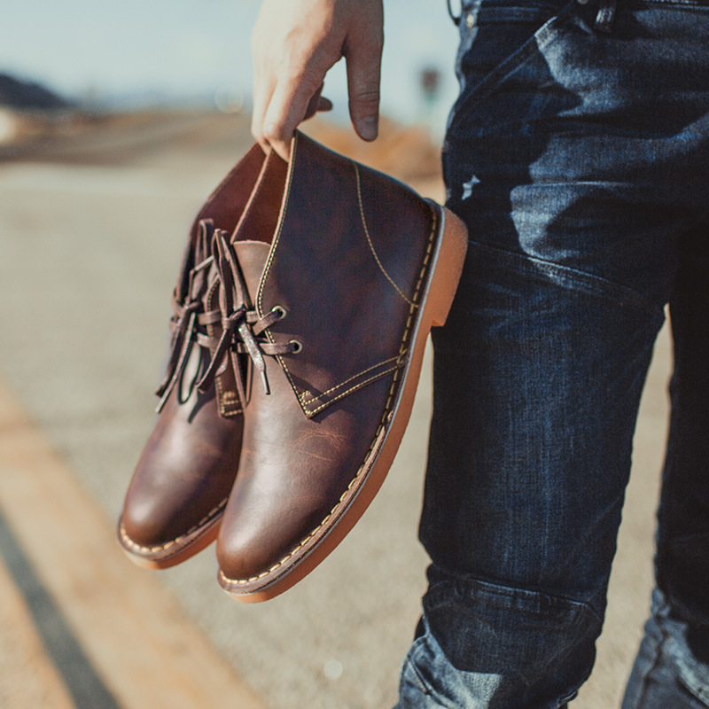 Men's Outdoor Retro Low Top Cowhide Martin Boots foto 4