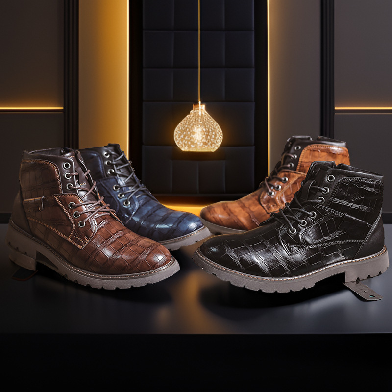 Retro Casual Outdoor Side Zipper Leather Boots