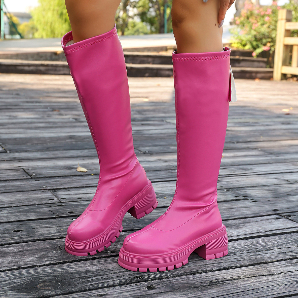 Women's Knee-high White Platform Boots foto 5
