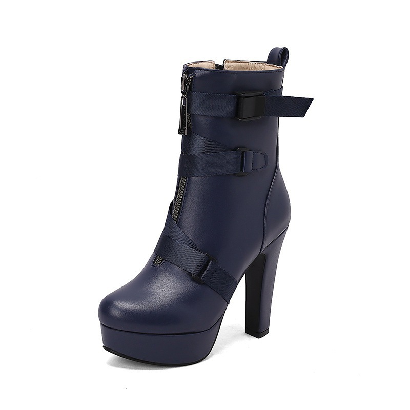 New Womens Mid-calf Boots With Thick Soles And Chunky Heels foto 4