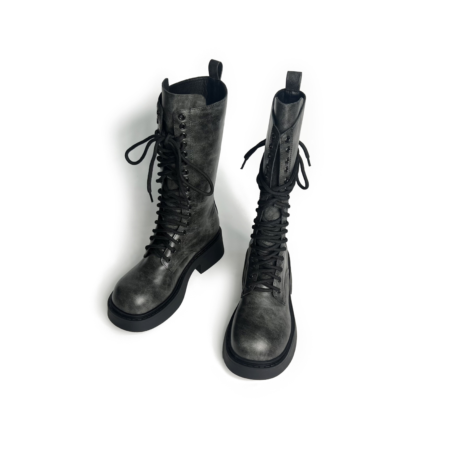 Super Cool Big-head Boots Womens Mid-calf Boots New Style Chunky Heel Height-increasing foto 5