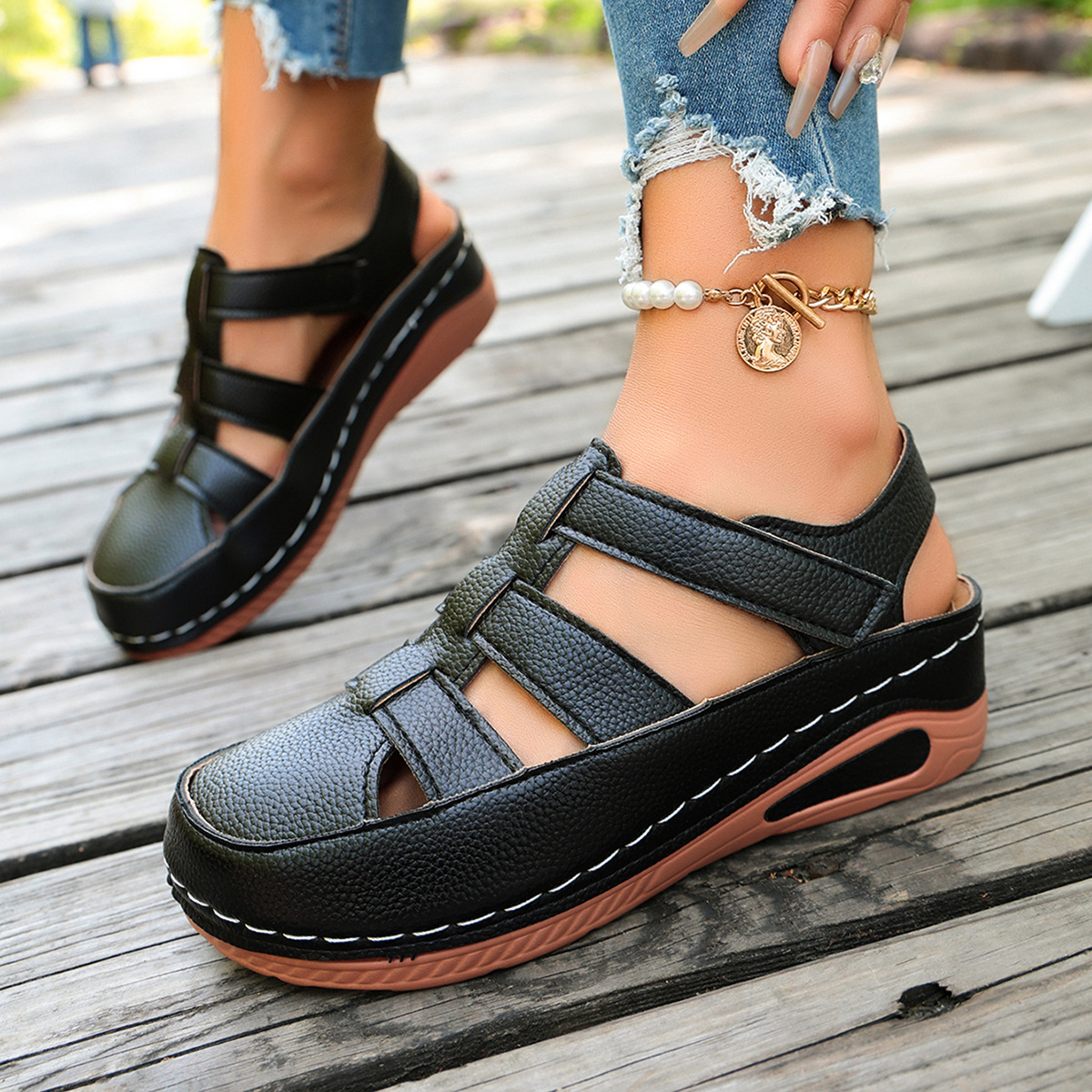 Wedge-heel Comfortable And Breathable Roman-style Shoes foto 2