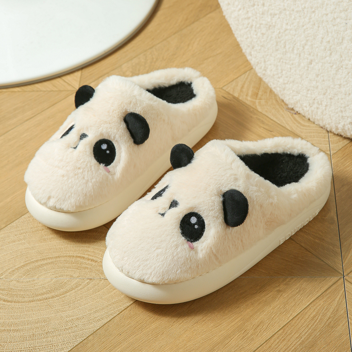 Cute Panda Cotton And Linen Soft Bottom Non-slip Slippers foto 5