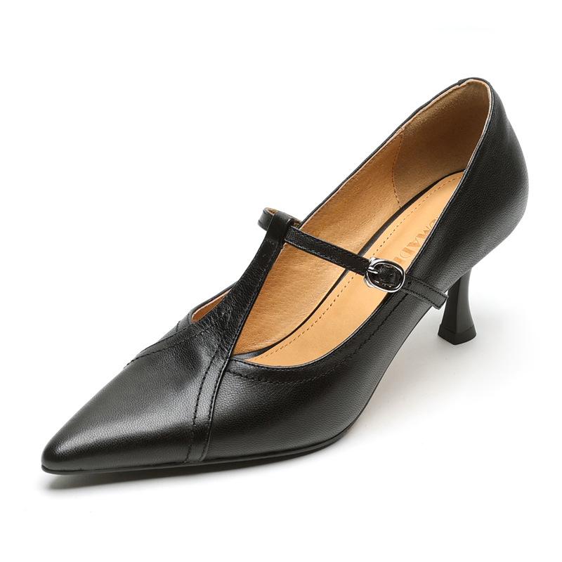Korean Style T-buckle Strap Stiletto Heel Shoes For Four Seasons foto 3