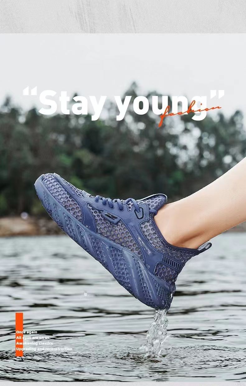 Mesh Surface Hollowed Breathable Waterproof Men's Hole Shoes foto 5