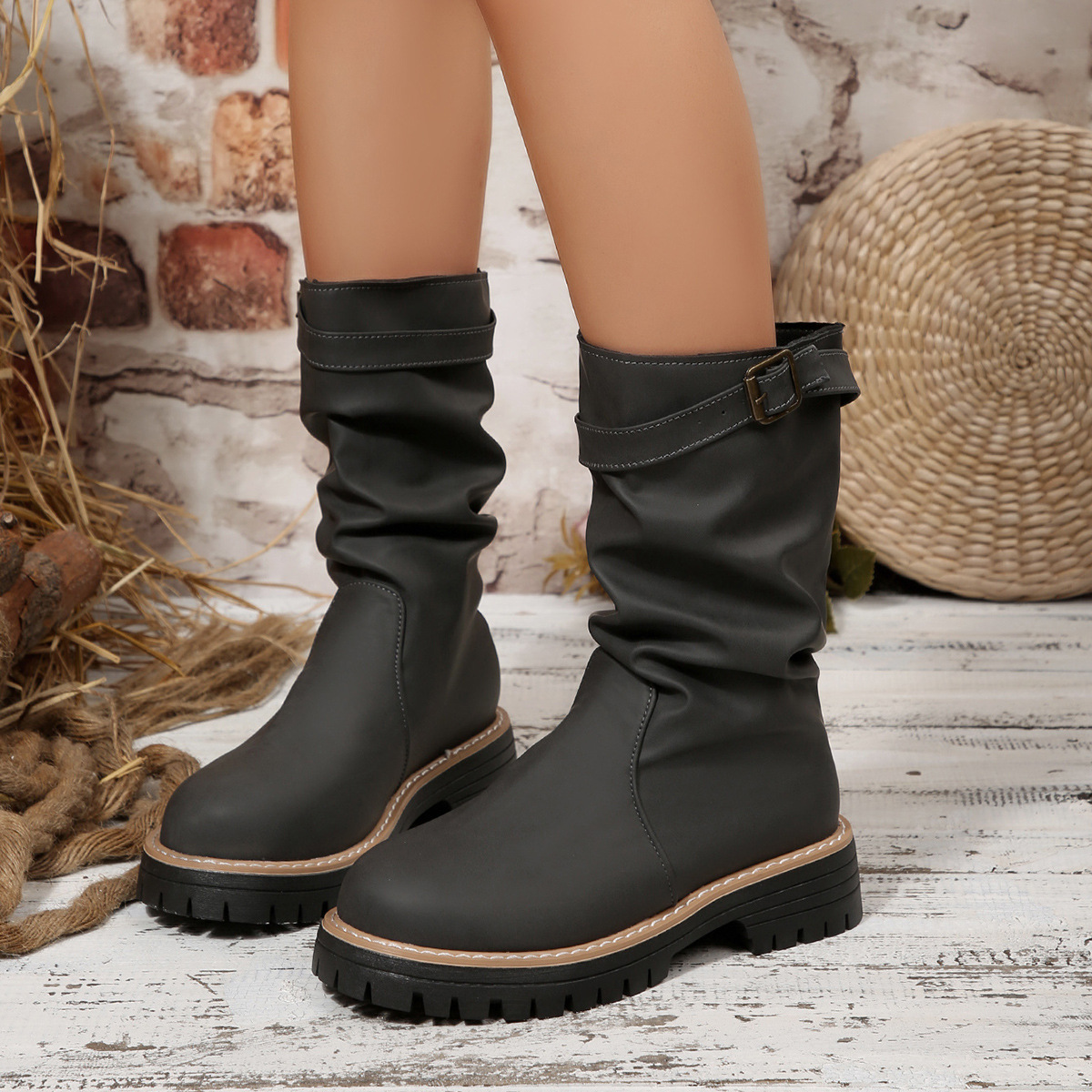 Korean-style Solid-color Fleece-lined Thermal Over-the-knee Boots For Fall And Winter foto 2