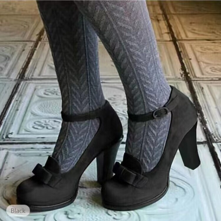New Womens Suede Peep-toe Pumps With A Bow And A Strap Buckle