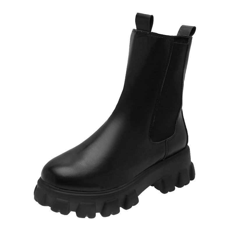 British Style Mid Calf Boots for Women - Autumn Winter Thick Sole Chunky Heel Ankle Boots foto 3