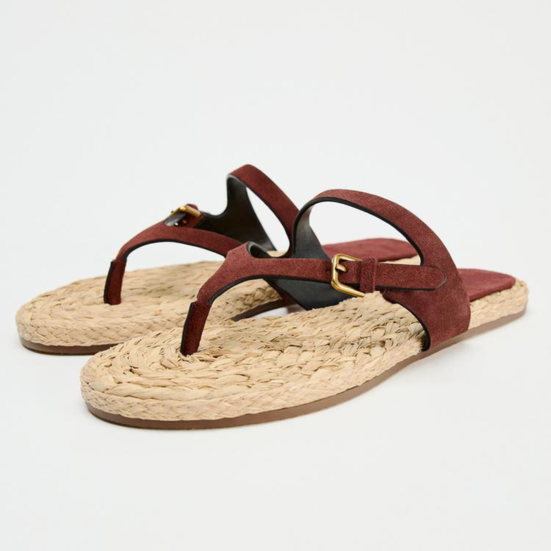 Bottom Woven Flip-flops Women Summer Outdoor Flat Casual Beach Shoes Thong Sandals foto 4