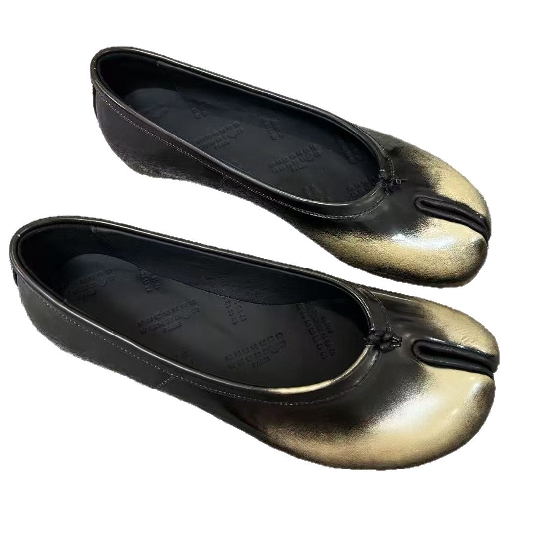 Genuine Leather Retro Split Toe Tabi Shoes Slip-on foto 2