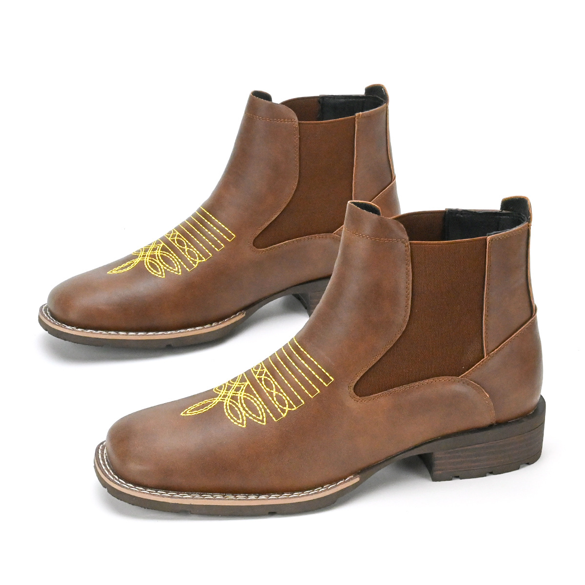 Embroidered Slip-on Chelsea Boots Men's Martin Boots foto 5