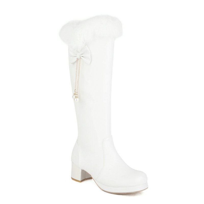 Womens Tall Fleece-lined Cotton Over-the-knee Boots foto 5