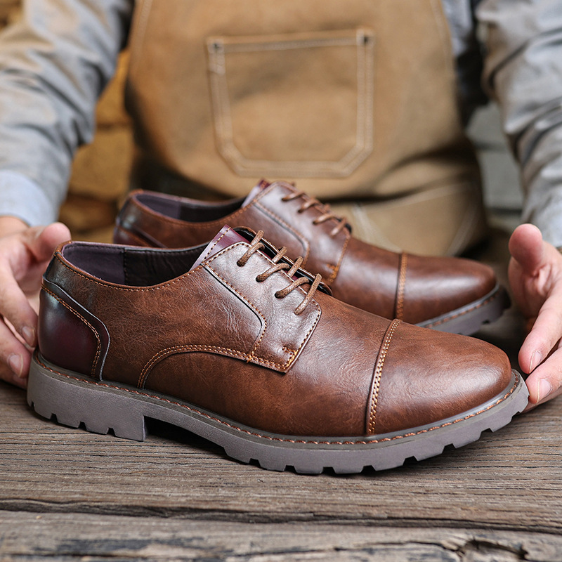 British Style Retro Casual Leather Shoes Men's Casual foto 5