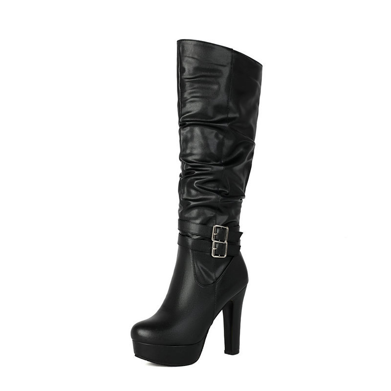 Chunky-heeled Over-the-knee Plus-size Boots For Women foto 2
