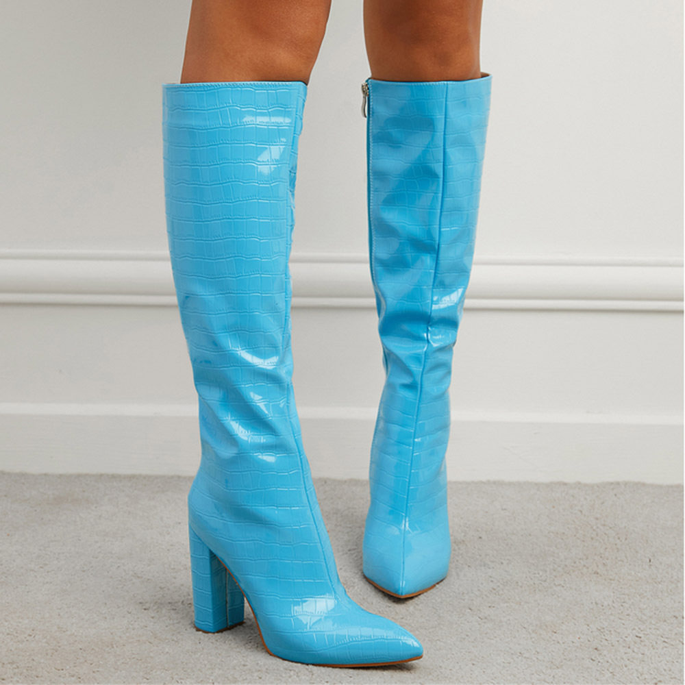 Sexy Crocodile-Print High-Heel Knight Boots From Europe And The US foto 2