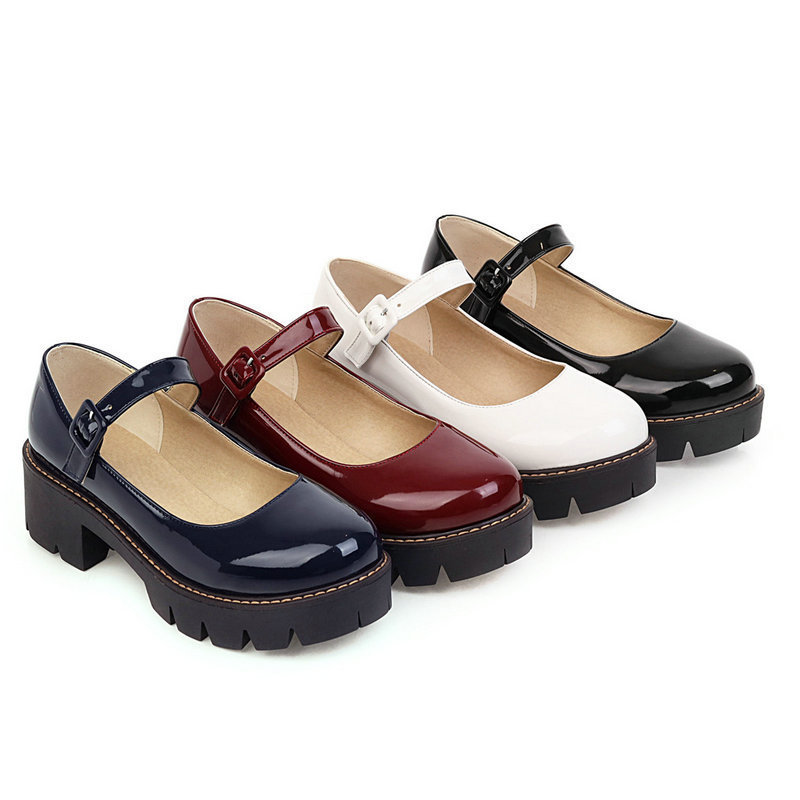 Thick Bottom Mary Jane Women's Strap Shoes foto 2