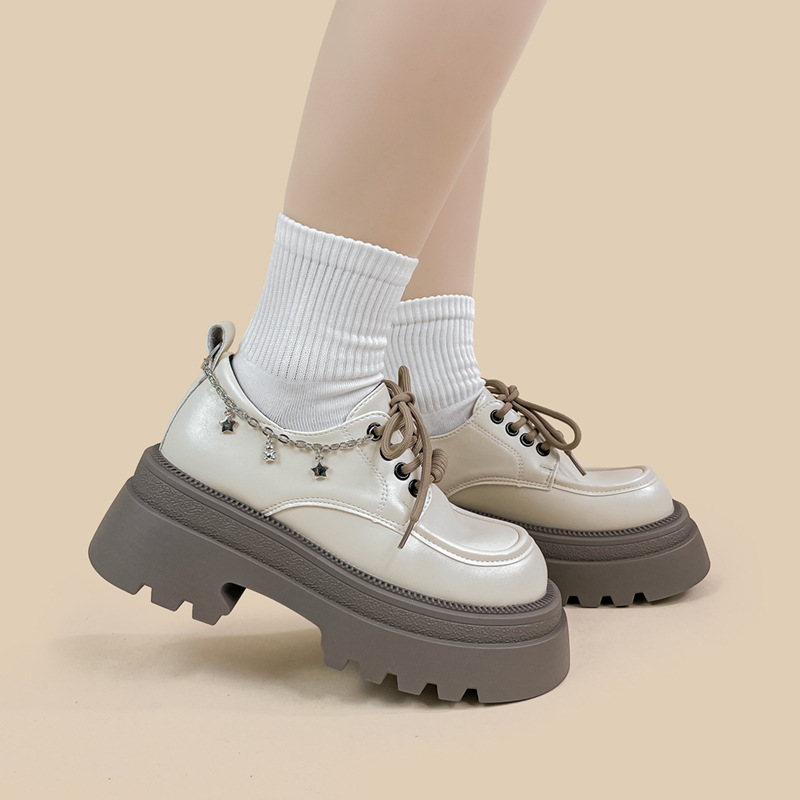 Amy And Mai British Style White Platform Leather Shoes foto 2