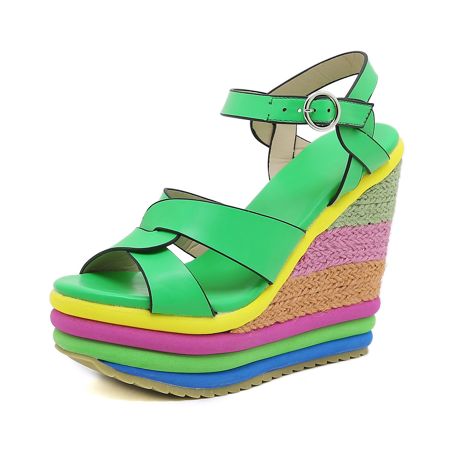 New Rainbow Wedge Peep Toe Sandals For Women foto 2