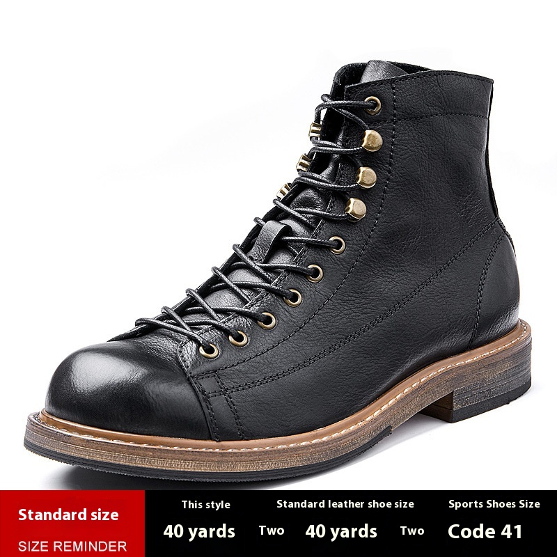 Vintage Genuine Leather Men's High-top Cowhide Worker Boot foto 5