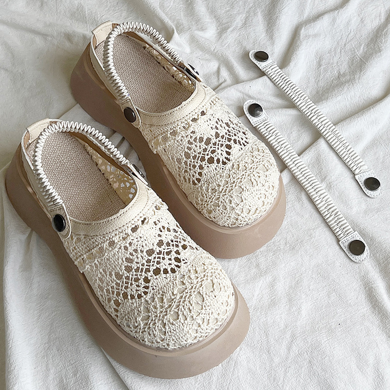 New Hollow-out Mesh Upper Commuter Sandals Paired With A Skirt foto 4