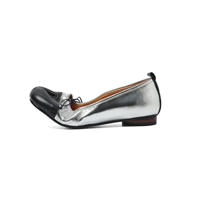 Women's Premium Full Grain Leather Split Toe Ballet Flats, Retro Tabi Bow Flat Shoes