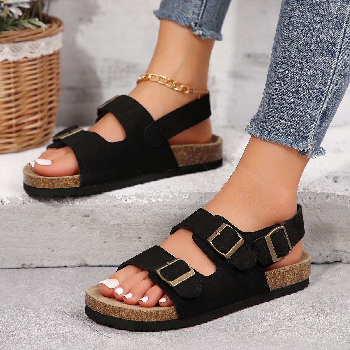 Cork Beach Sandals Korean Style Women's Sandals foto 5