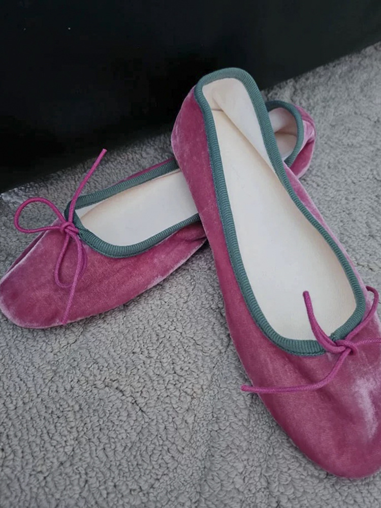 French Retro Granny Shoes Bow Flat Ballet Slipper foto 4