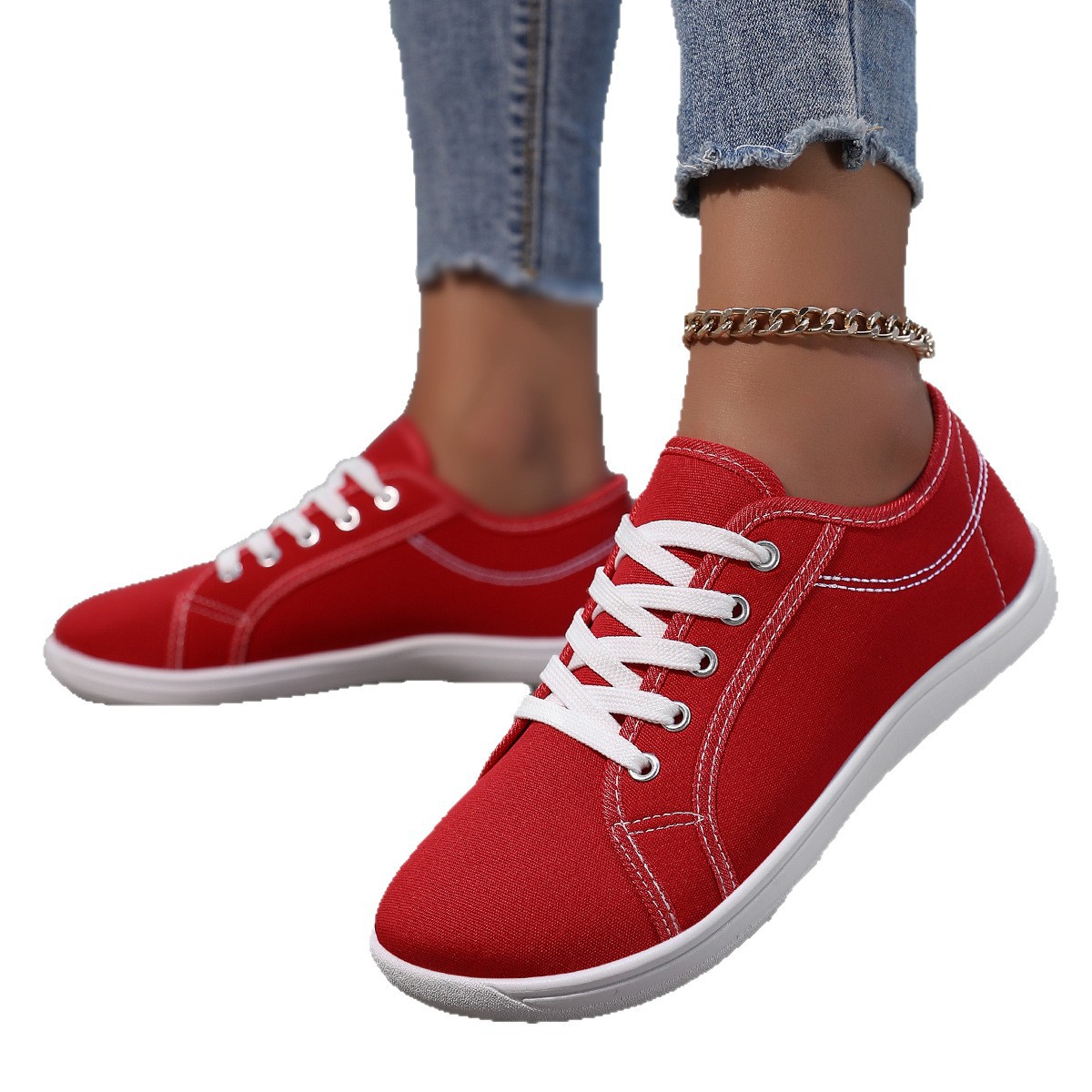 White Canvas Sneakers With Soft Soles For Couples foto 5