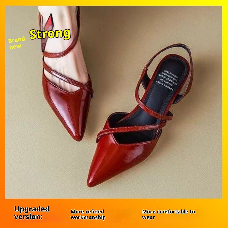 Retro Versatile Closed Toe Low Cut Pointed Toe Sandals foto 4