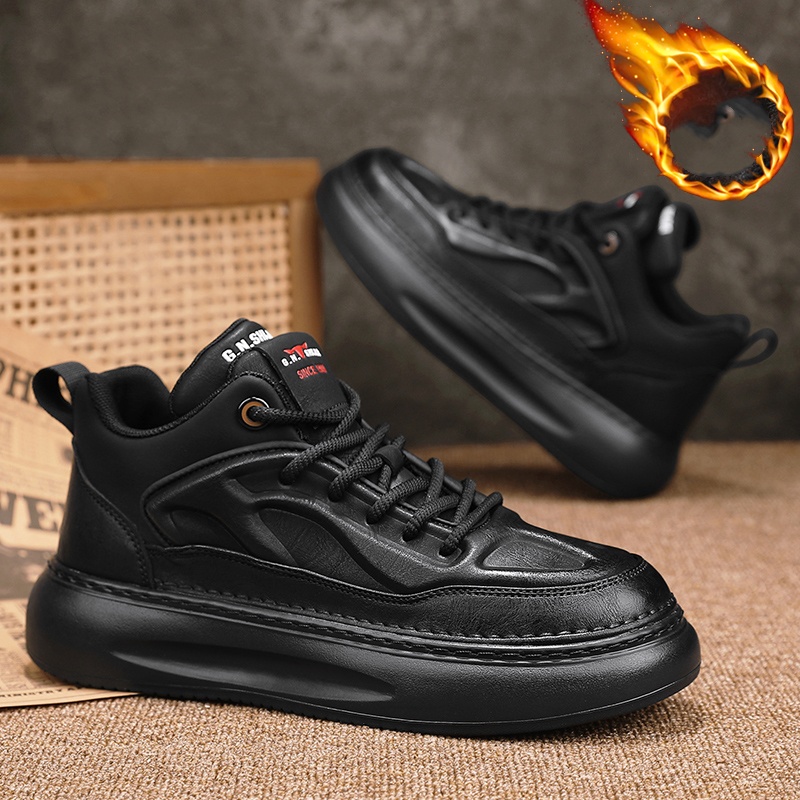 Autumn And Winter Cotton-padded Shoes With Velvet Leather Casual Shoes Men foto 4